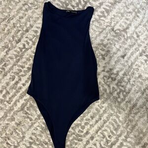 Zara Kids Navy Blue One Shoulder Bodysuit
